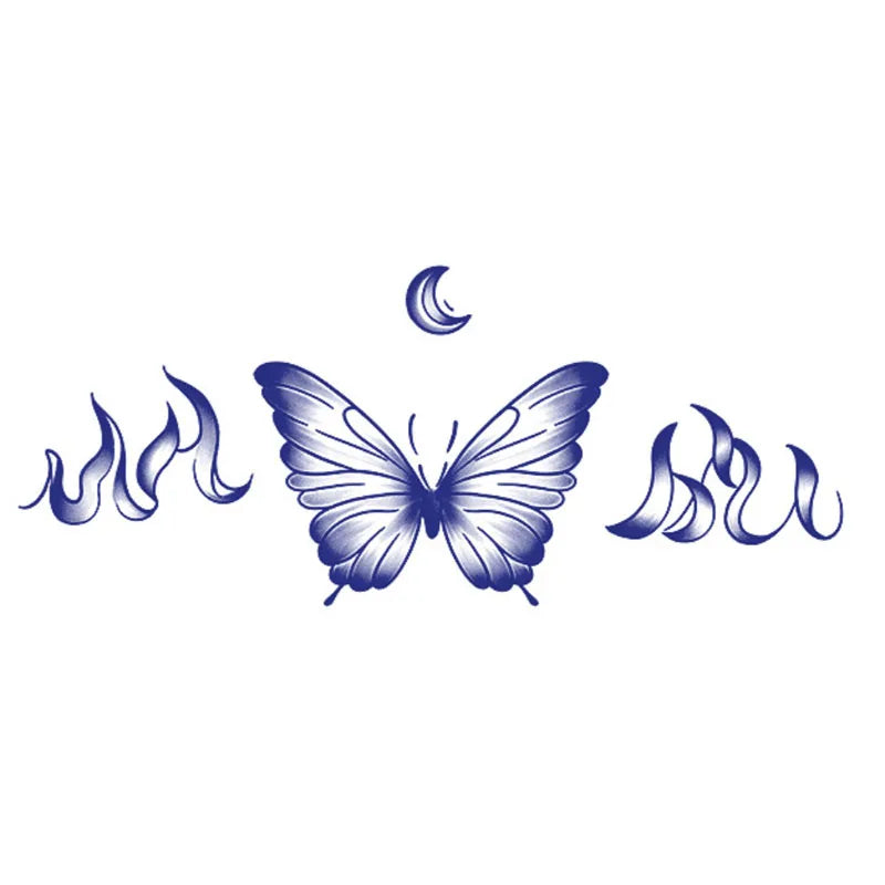 Sexy Butterfly Design for Abdomen and Chest - Temporary Stickers, Waterproof, Sweatproof, Herbal Juice, Realistic Tattoo. Qme