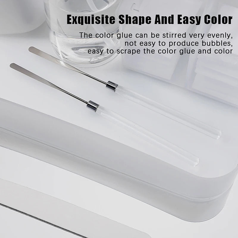 Stainless Steel Nail Art Makeup Toner Spatula Mixing Stick Gel Qme