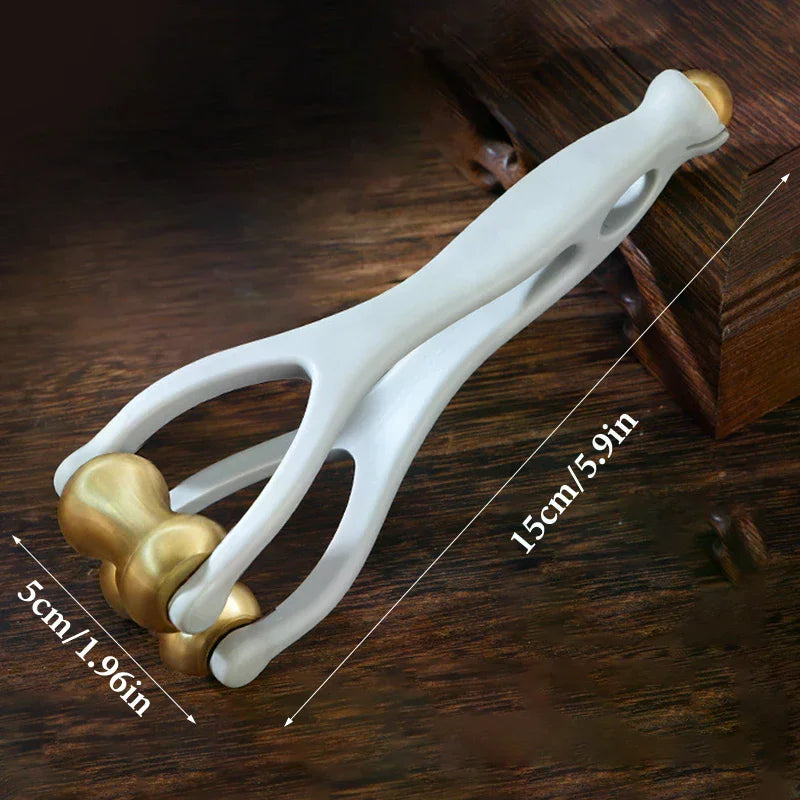 Finger Massage Dual-row Roller Brass Design Easy Use Relieve Fatigue Qme