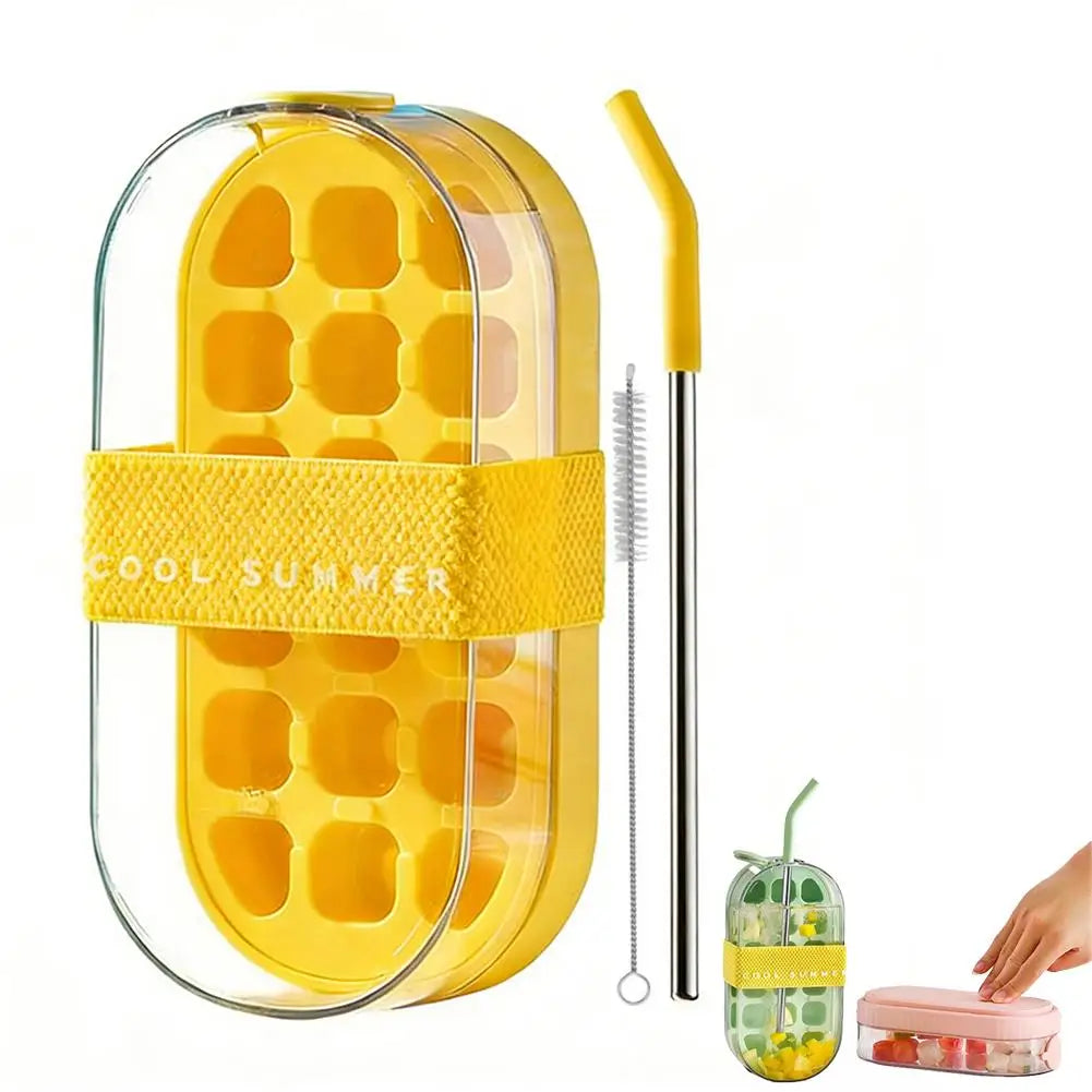 Ice Cube Bottle Outdoor Picnics Office Use Multifunctional Tray Easy Qme Yellow