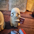Halloween Horror Ghost Reading Book Resin Ornaments Funny Cute Little White Ghost Accessories Halloween Party Supplies Qme C One Size
