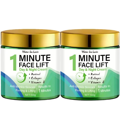 Minute Face Lift Day & Night Cream with Retinol & Collagen for Instant Firming & Deep Moisture. Qme green 100g