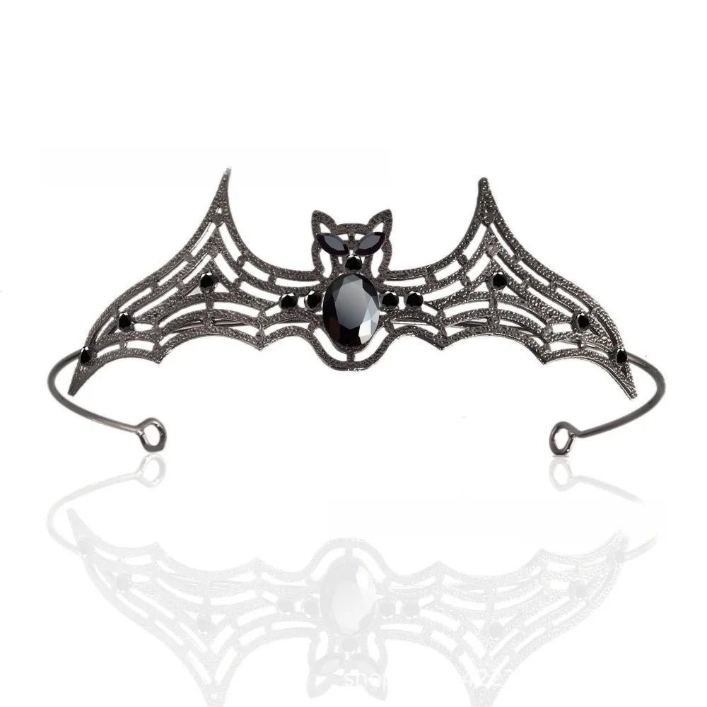 Simple Metal Halloween Bat Hairband Sparkling Multicolor Rhinestone Crowns Cosplay Props Dark Halloween Tiara Ladies Qme Style 3