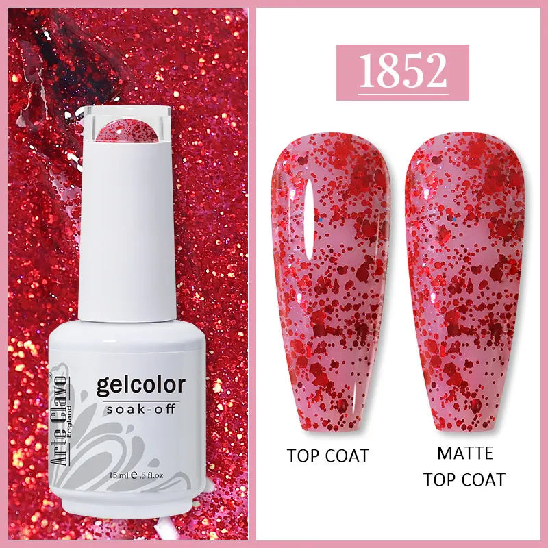 Arte Clavo 99Colors Gel Nail Polish Purple Glitter Sequins Manicure