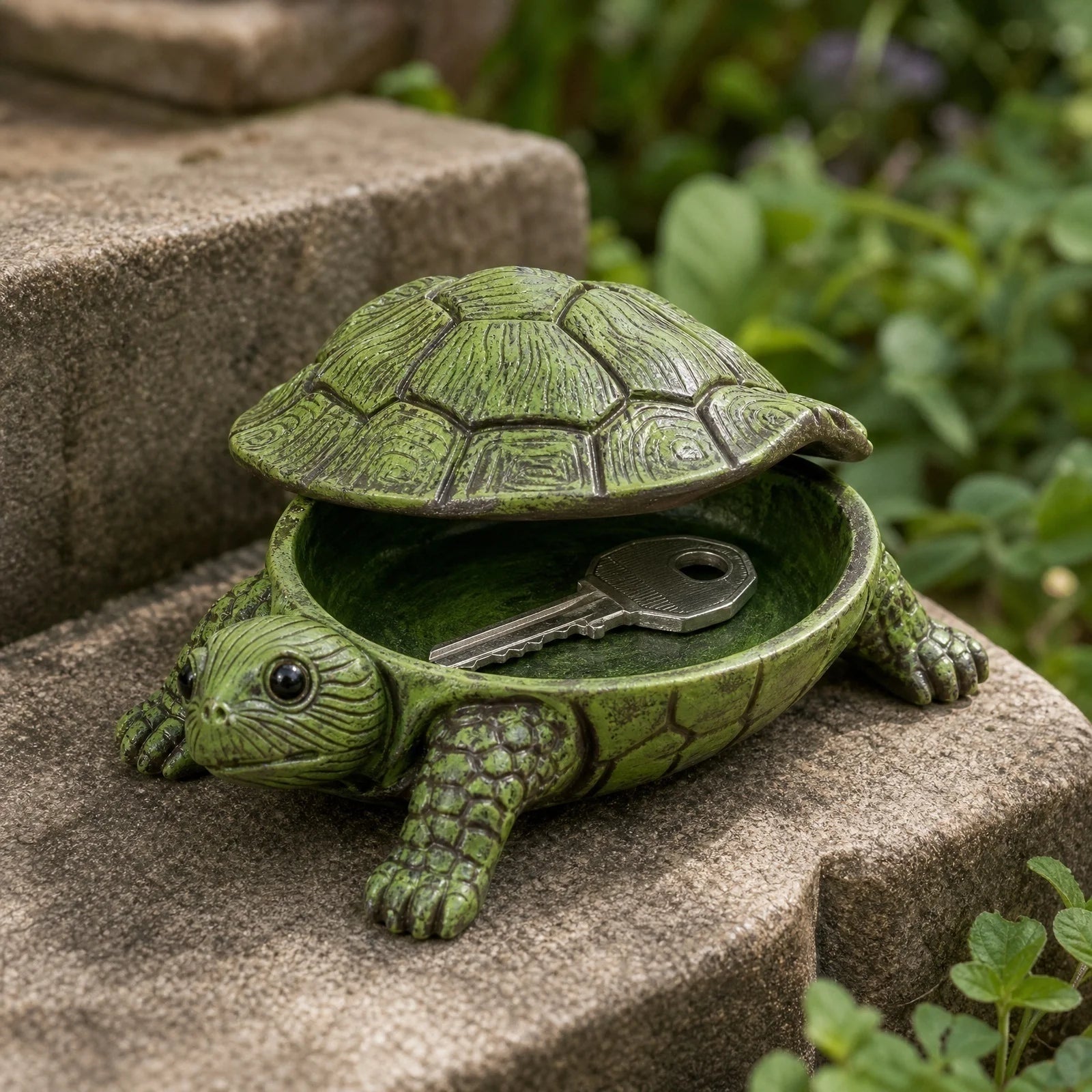 Turtle-Shaped Key Box with Lid Durable Flip-Top Multifuntion Storage Container Battery Box Decorative Jewellery Storage Box Qme