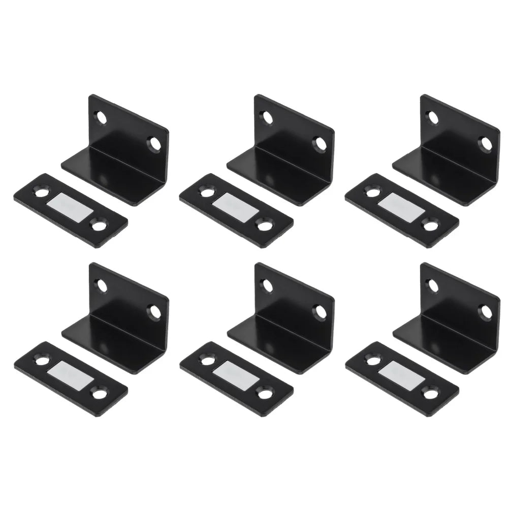 10-1PCS L-shaped Magnetic Door Closer Self-adhesive Invisible Cabinet Door Suction Wardrobe Magnetic Strip Patch Door Stopper Qme Black 6pcs