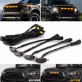 Universal Car Front LED Grille Light Smoked Amber White 12LED Grill Light Eagle Eye Lamp for Off Road Trunk SUV Ford Toyota 12V Qme 4PC Smoked Amber