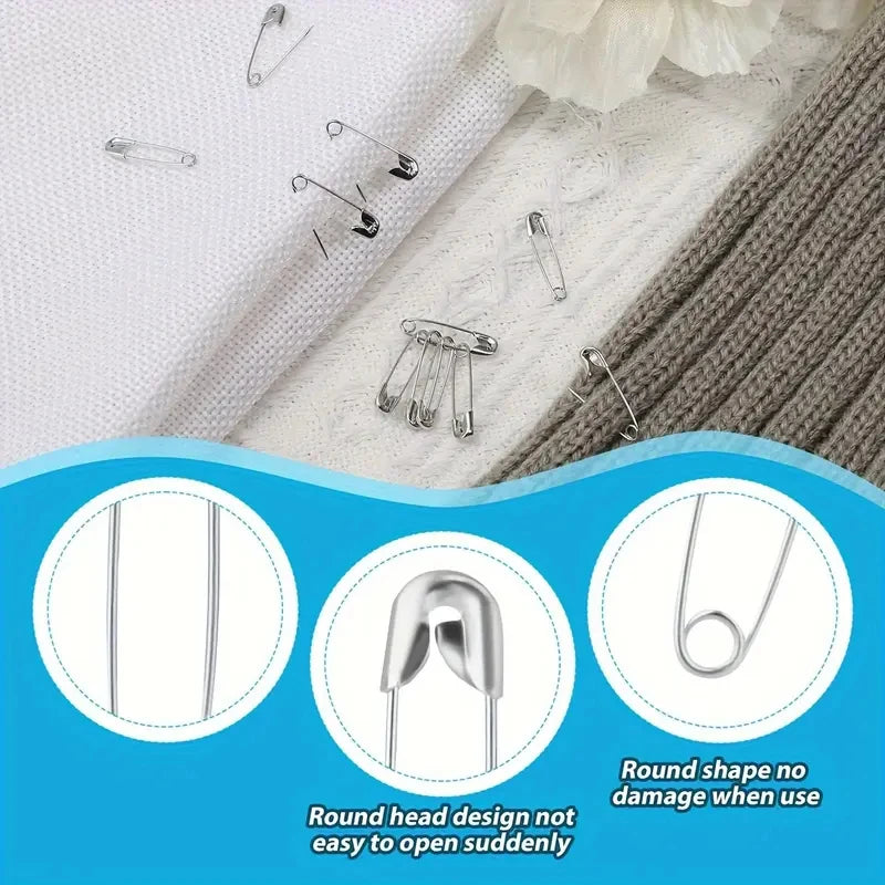 260Pcs Safety Pins Assorted Size Large Safety Pins and Small Safety Pins for Clothes Sewing Qme