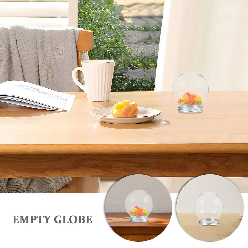 6Pcs Empty Plastic Water Globes Clear DIY Snow Globe Ornaments for Crafts Making Holiday Decor Creative DIY Supplies Gift Qme