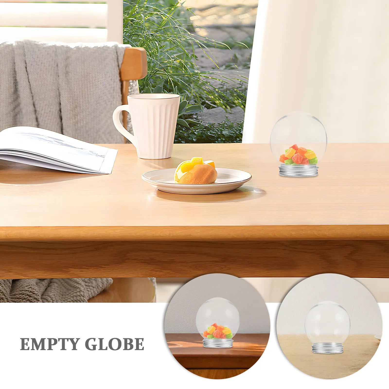 6Pcs Empty Plastic Water Globes Clear DIY Snow Globe Ornaments for Crafts Making Holiday Decor Creative DIY Supplies Gift Qme