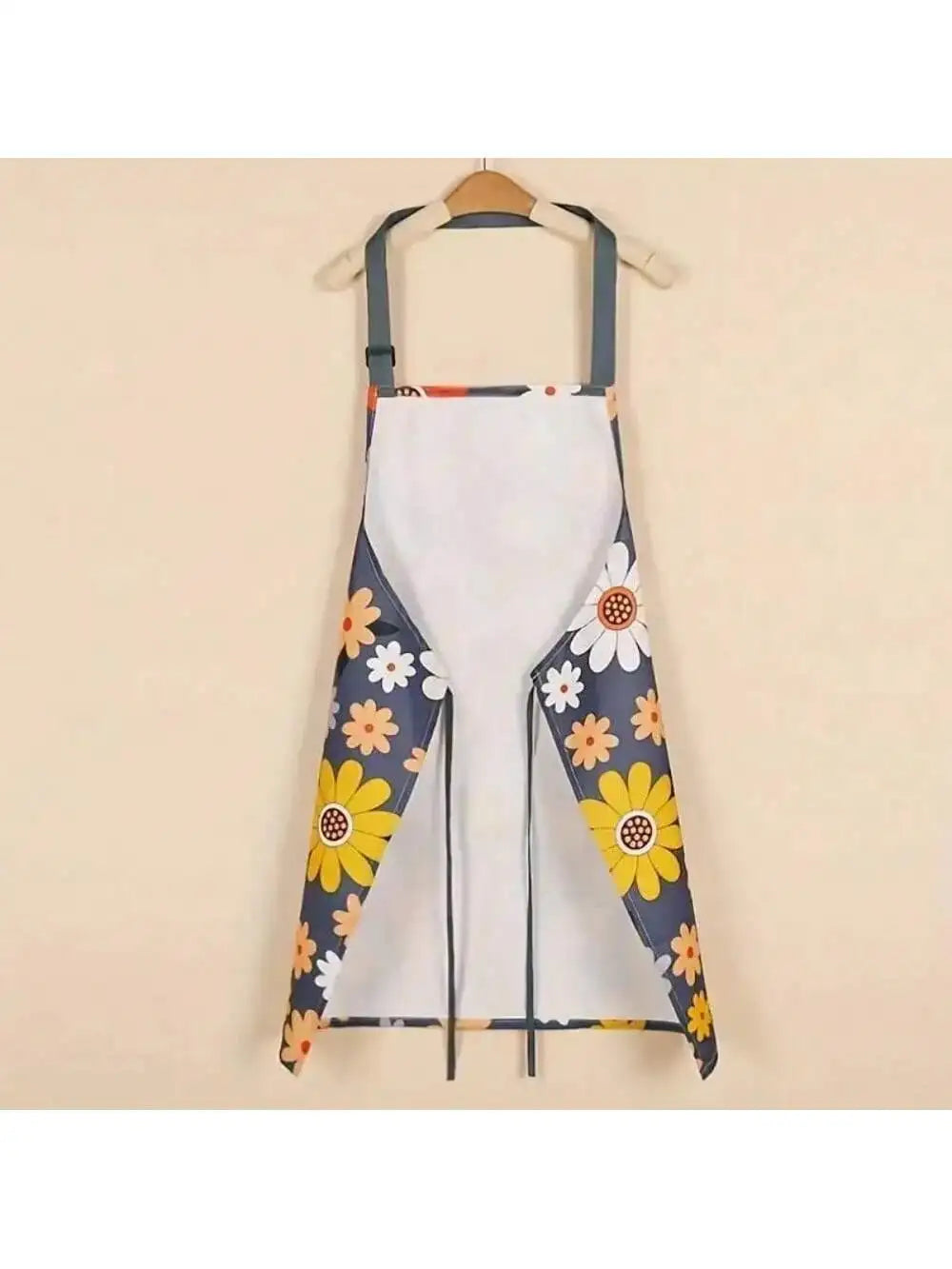 Oil-proof Waterproof Floral Print Apron Gardening Cooking Adjustable Qme