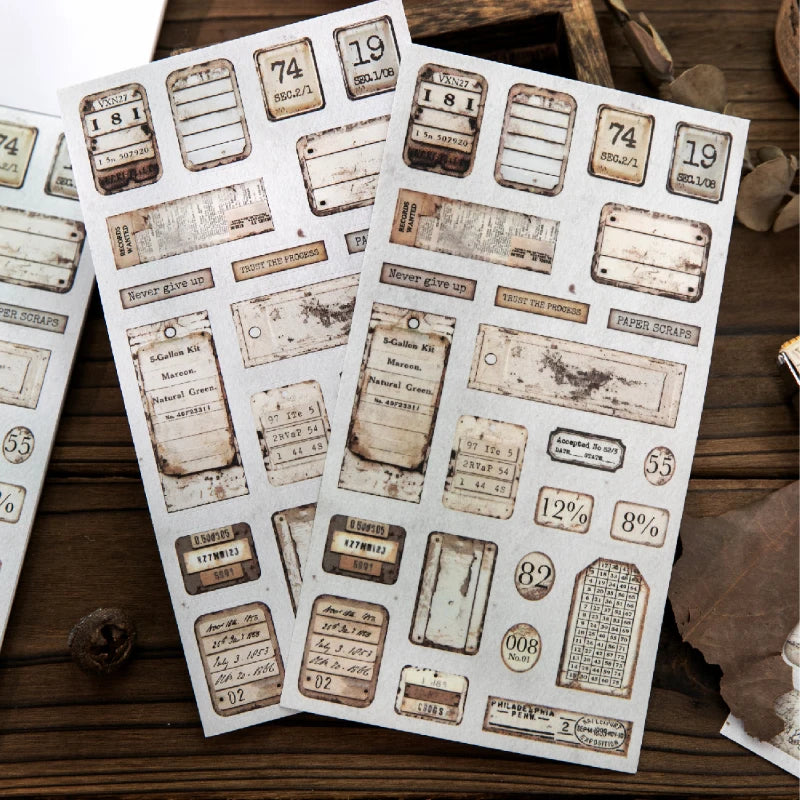 20/40 Pcs Vintage Label Die-Cutting Cartoon Stickers Book Scrapbooking Kit Journal Decor Supplies Aesthetics Stationery Decor Qme