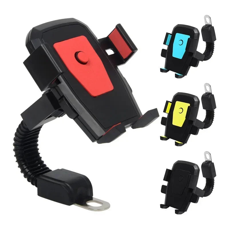 Motorcycle Electrical Car Mobile Phone Bracket Non-slip Anti-vibration Rearview Mirror Rotatable Automatic Lock Riding Holder Qme