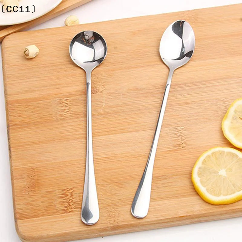 Stainless Steel Spoon Long Handle Coffee Ice Cream Stirring Meal Qme
