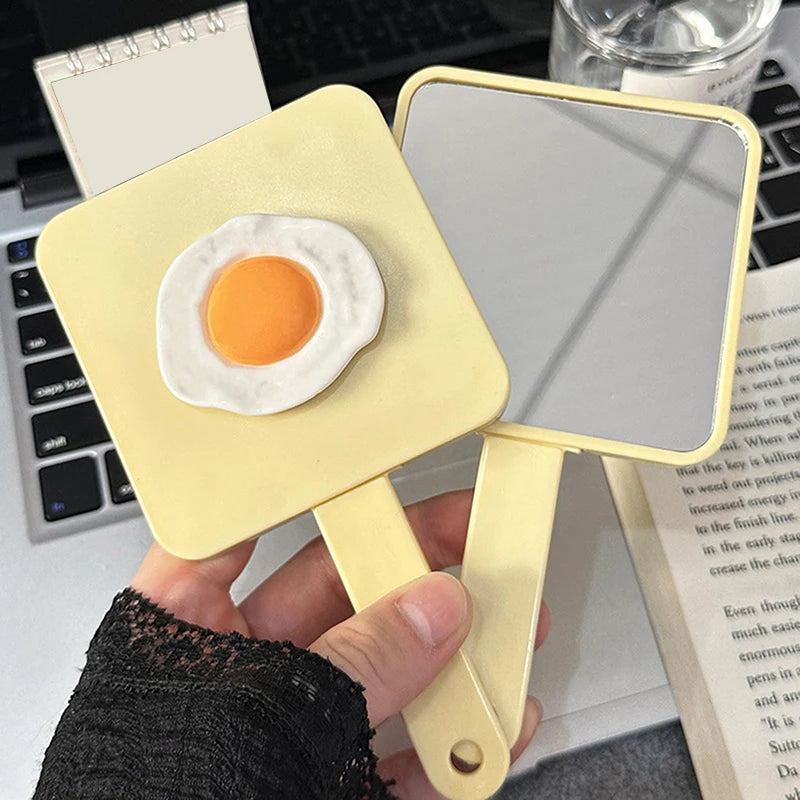Portable Handle Mirror Comb Yellow Square Makeup Personal Care Use Qme