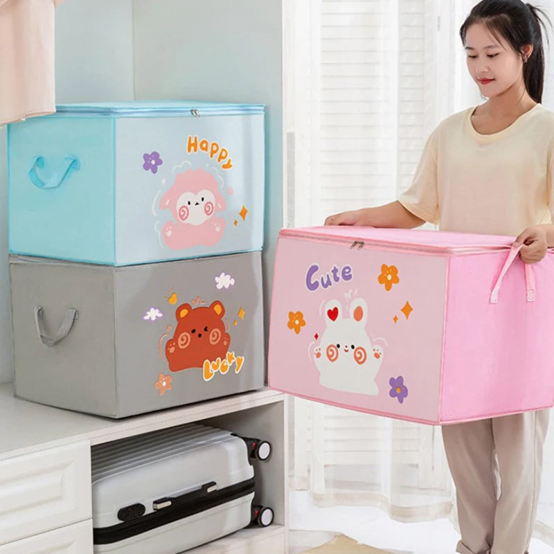 Cube Folding Toys Storage Box Kids Toys Organizer Box Felt Cloth Fabric Storage Basket For Cartoon Animal Nursery Toy Bins Qme