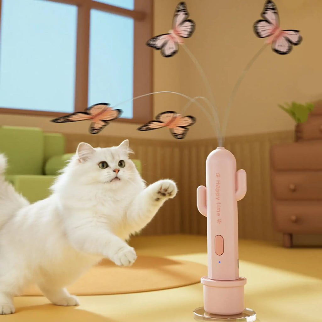 Cat Toys 2 Mode Rechargeable Electric Self-Play Stick With Suction Cup Indoor Cat Toys For Home Furniture Couch Corner Floor Qme