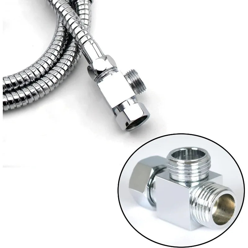 3 Way T Shape Water Splitter Valve Stainless Steel Angle Valve Adapter Qme