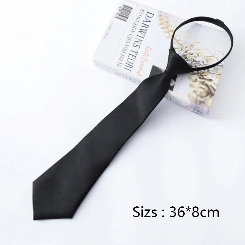 Unisex Black Simple Clip Tie Men's Women's JK Zipper Collar Solid Qme A China Mainland