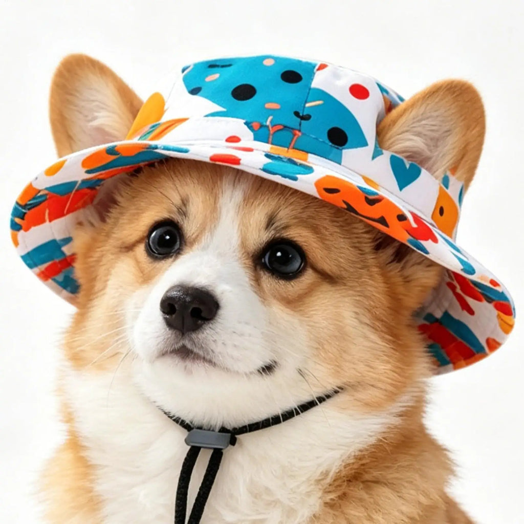 Pet Sun Hat for Cats Sunlight Blocking Round Brim with Ear Holes Dog Cat Sun Protection Hat for Outings Photography Sports Qme