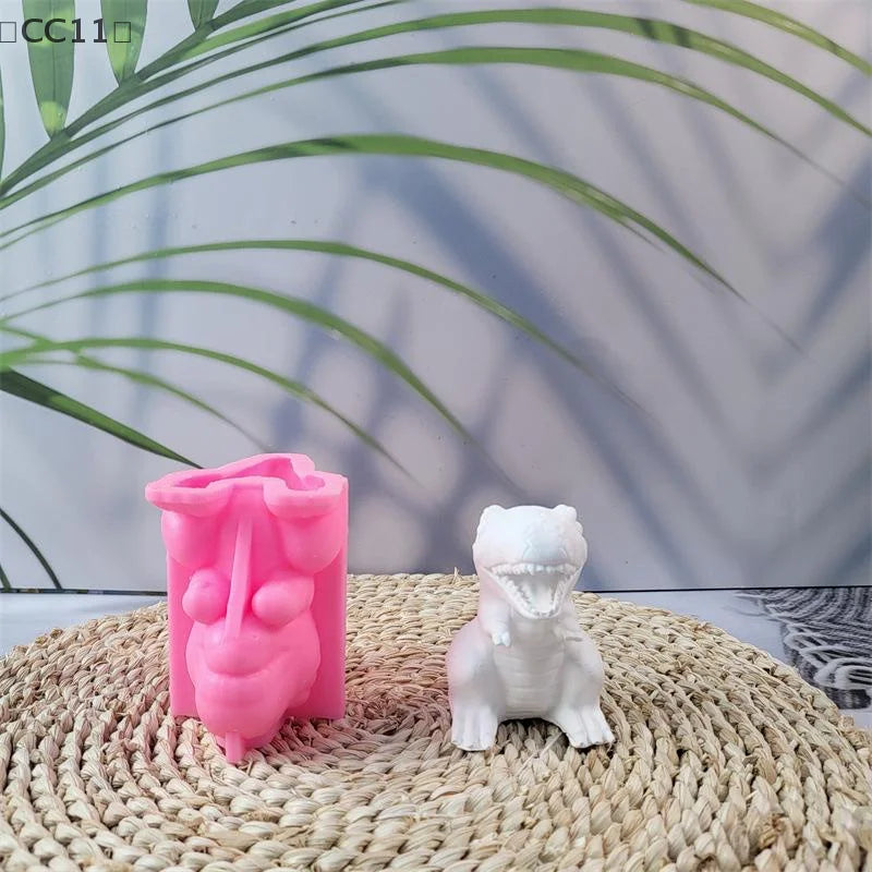 CC11 Dinosaur Candle Mold DIY Plaster Desktop Ornament Silicone Qme