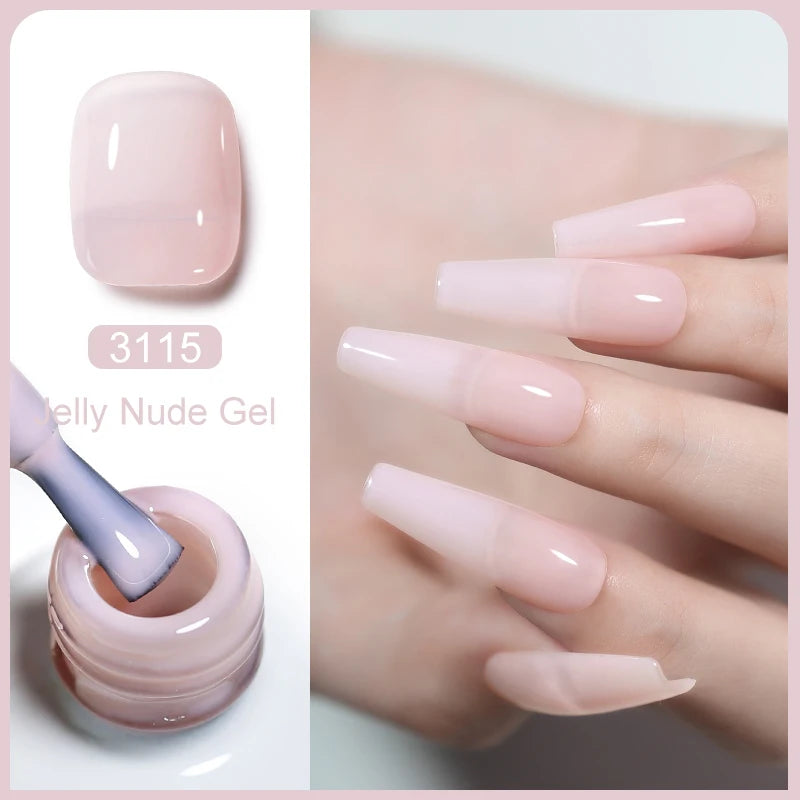 Nailco Jelly Gel Nail Polish Transparent Varnishes 44 Colors Red Pink Qme