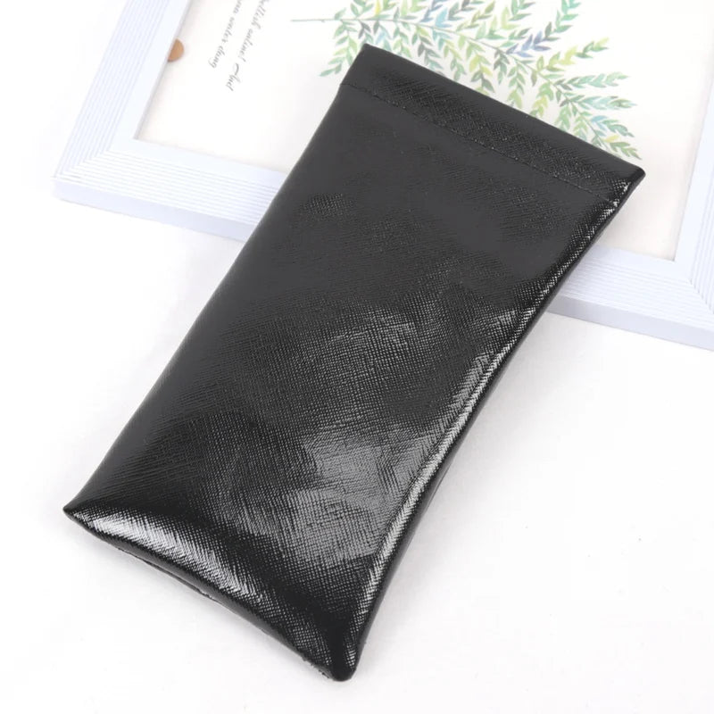 Soft PU Leather Protable Women Sunglasses Protector Travel Pouch Qme black