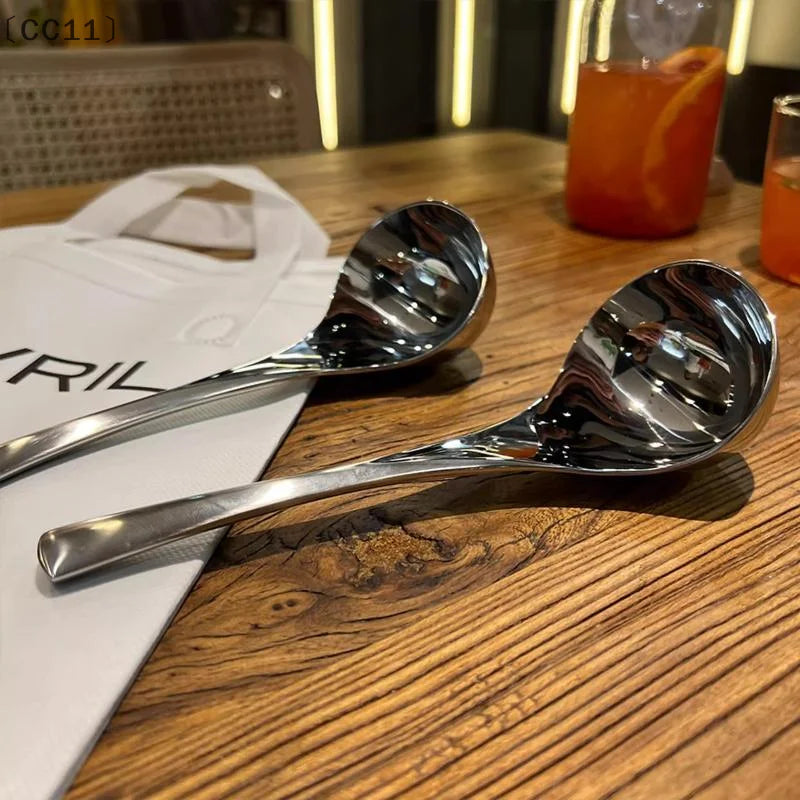 CC112 Thicken Stainless Steel Spoon Long Handle Pot Scoops Cooking Qme