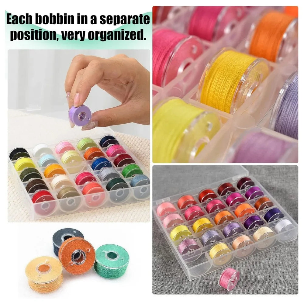 25PCS Sewing Machine Bobbins Reusable Sewing Machine Empty Bobbins with Storage Box for Household DIY Sewing Accessories Tools Qme