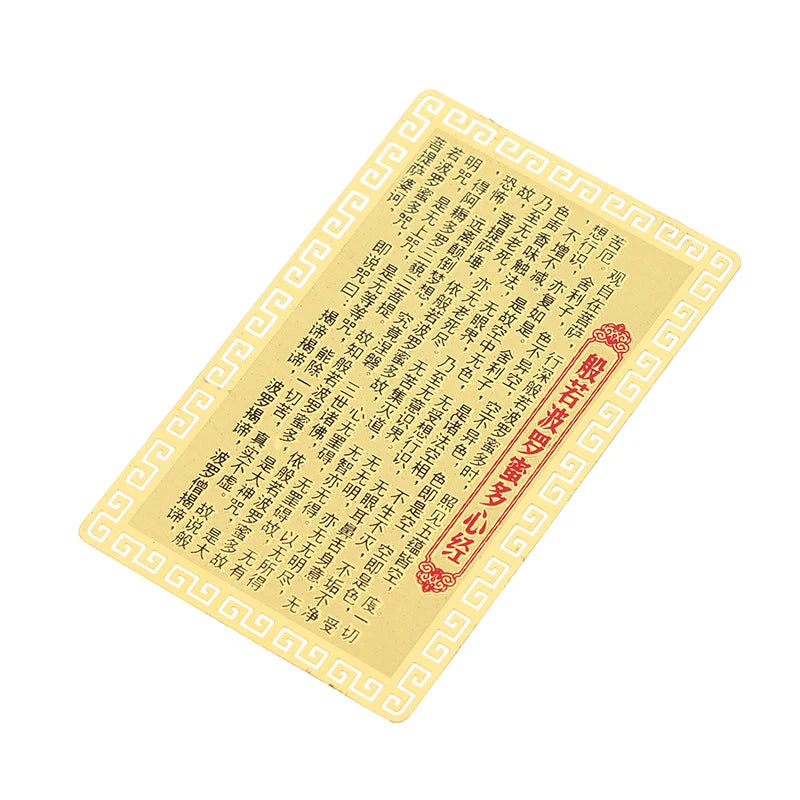 Buddha Card Peace Amulet Buddhist Gold Luck Blessing Nanwu Guanyin Qme