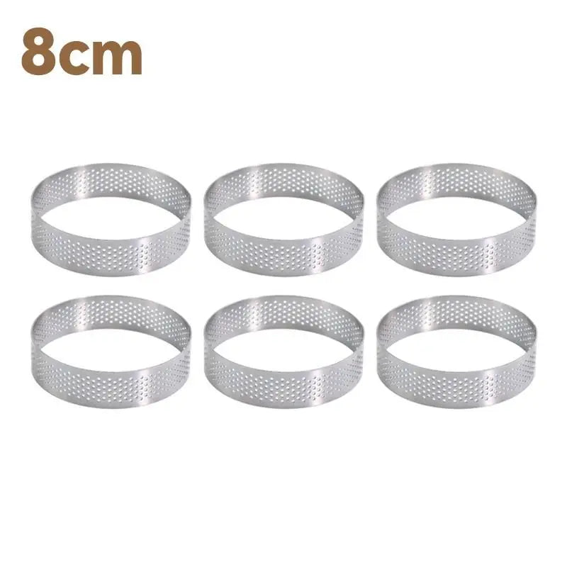 5/6/7/8CM Classic 304 Stainless Steel Mousse Ring Cake Mold With Hole Tart Bottom Tower Fruit Pie Quiches Baking Tool Qme 8cm