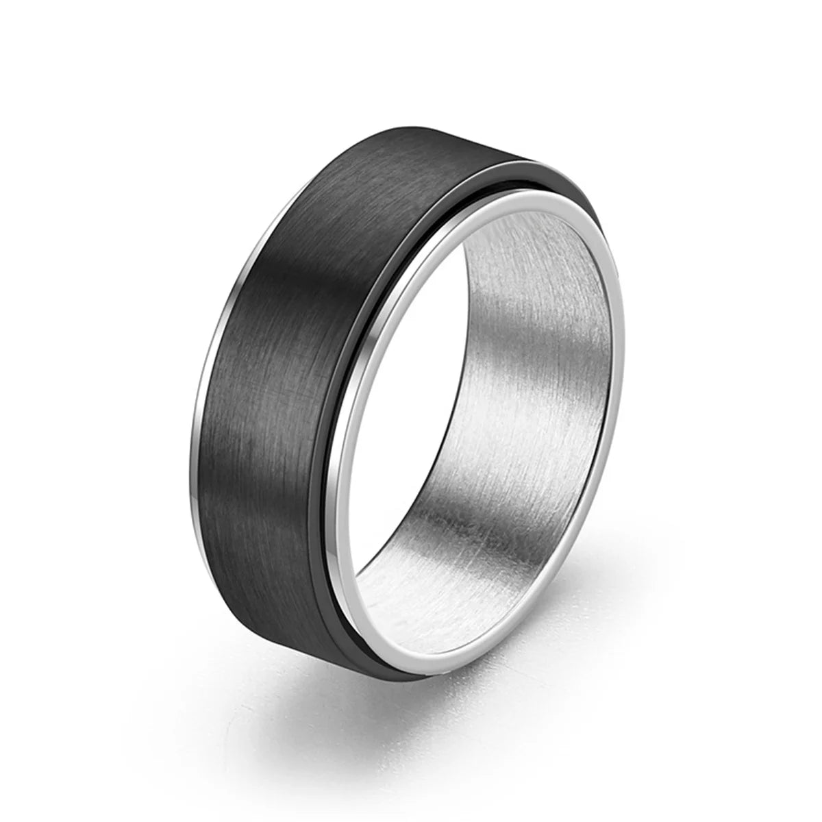 Cool Anxiety Fidget Spinner Rings Black Silver Gym Stainless Steel Spinning Rotating Mood Ring Men Women Anti Stress Jewelry Qme 2 11