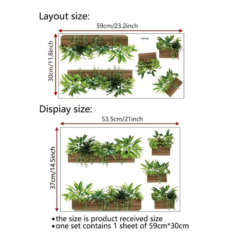 Removable 3D Potted Plant Shelf Wall Stickers Self-adhesive Vinyl Qme