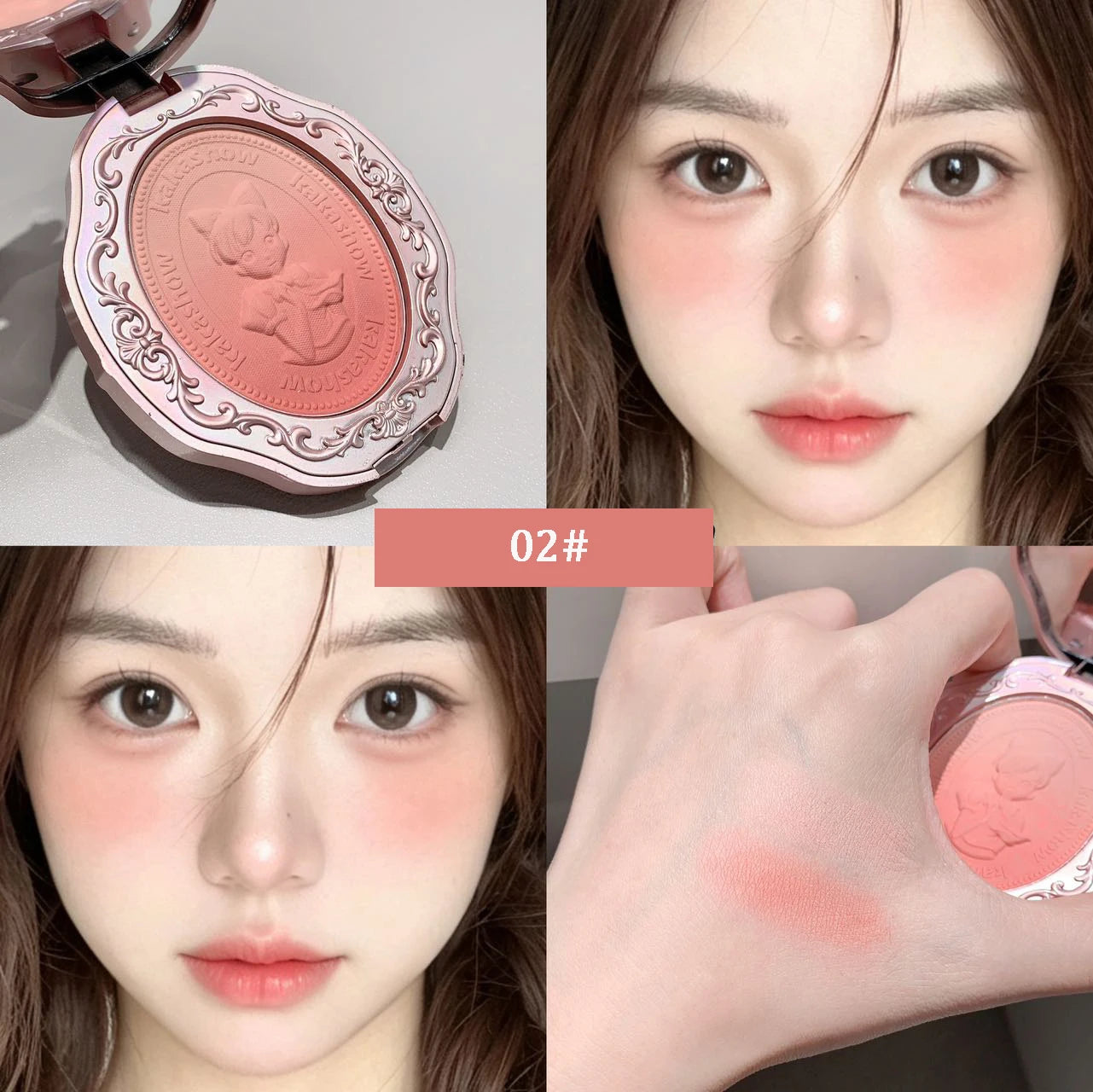 3 Colors Matte Embossed Blush High Pigmented Makeup Brightening Cheek Purple Blush Palette Pink Peach Natural Color Rendering Qme 02