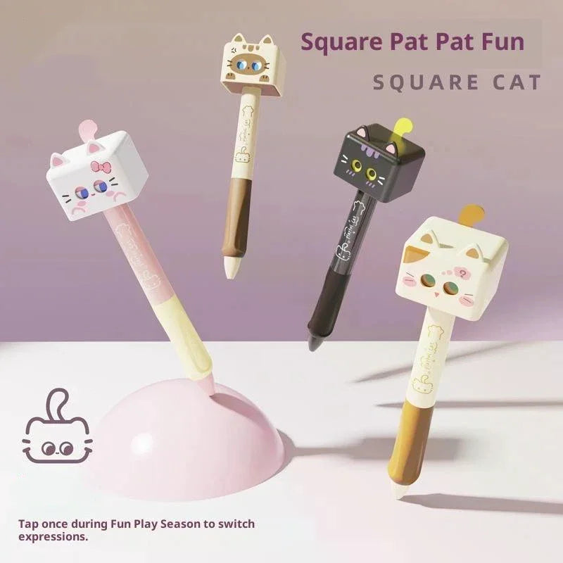 1 Cute Cat Gel Pen Black Ink Smooth Ballpoint Stress Relief Quick Qme