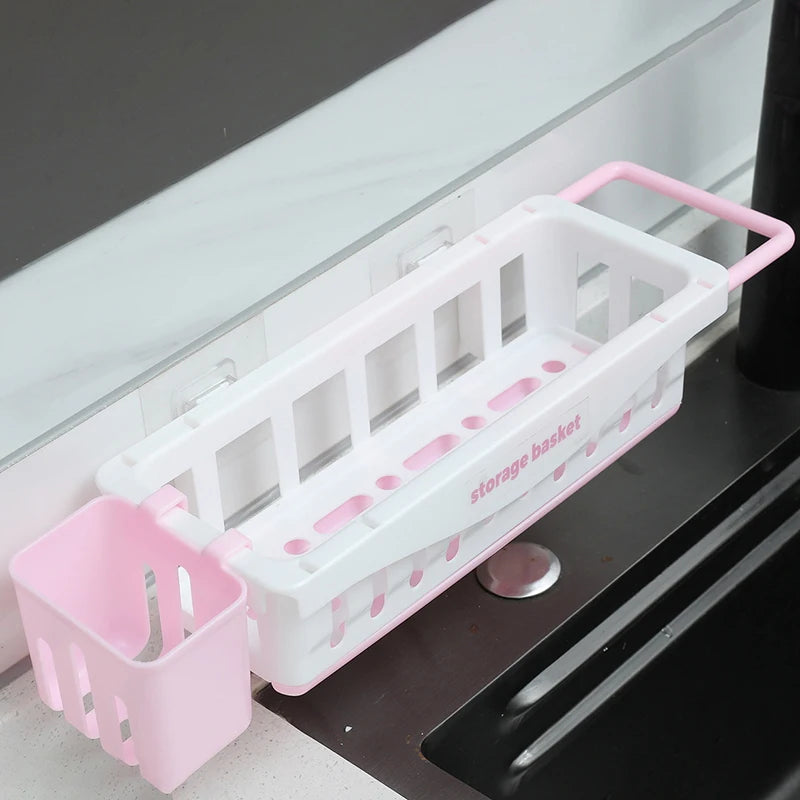 Multifunctional No-drill Scouring Pad Sponge Draining Storage Rack Qme A