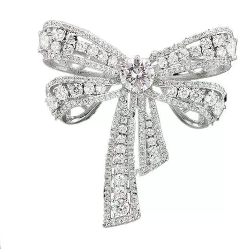 Fashion Luxurious Rhinestone Bow-knot Brooches For Women Clothing Coat Accessries Gifts Qme