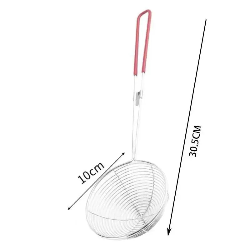 Stainless Steel Spider Strainer Heat Resistant Non-slip Red Handles Qme A
