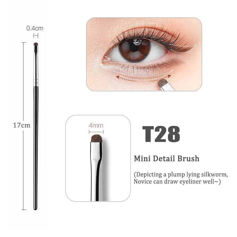 Detail Small Eyeshadow Makeup Brushes Eyebrow Brush Flat Fine Eyeliner Brush Highlights Smudge Silkworm Shadow Brush MakeUp Tool Qme