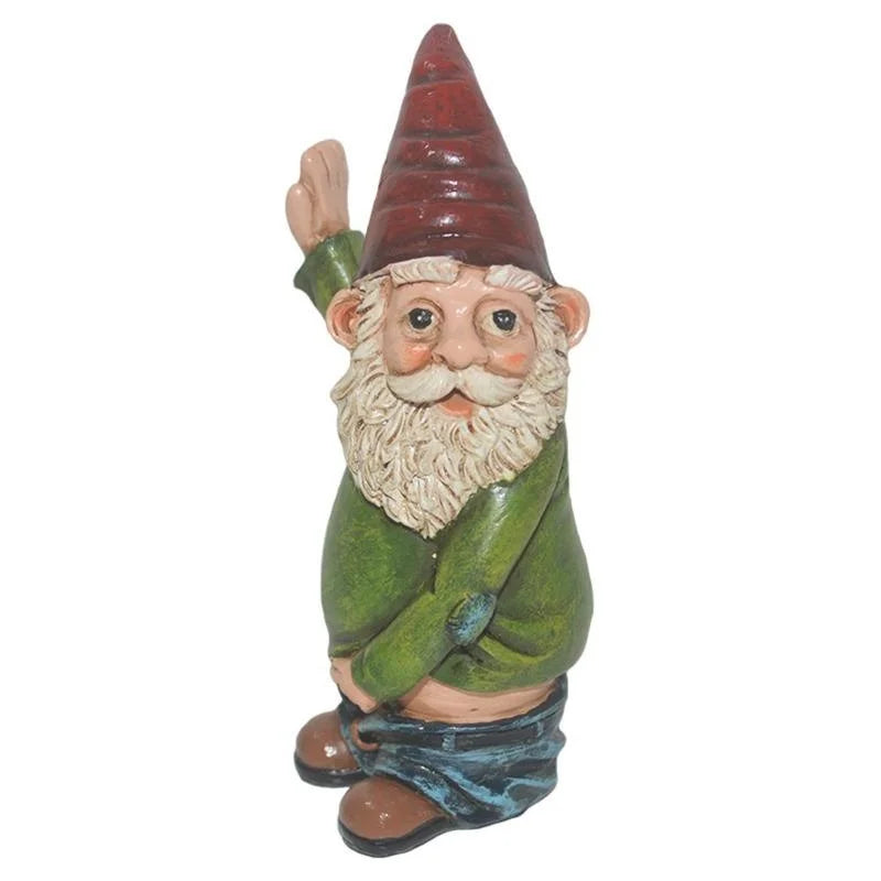 Creative Urinating Gnome Resin Statue White Bearded Dwarf Sculpture Qme 15cm