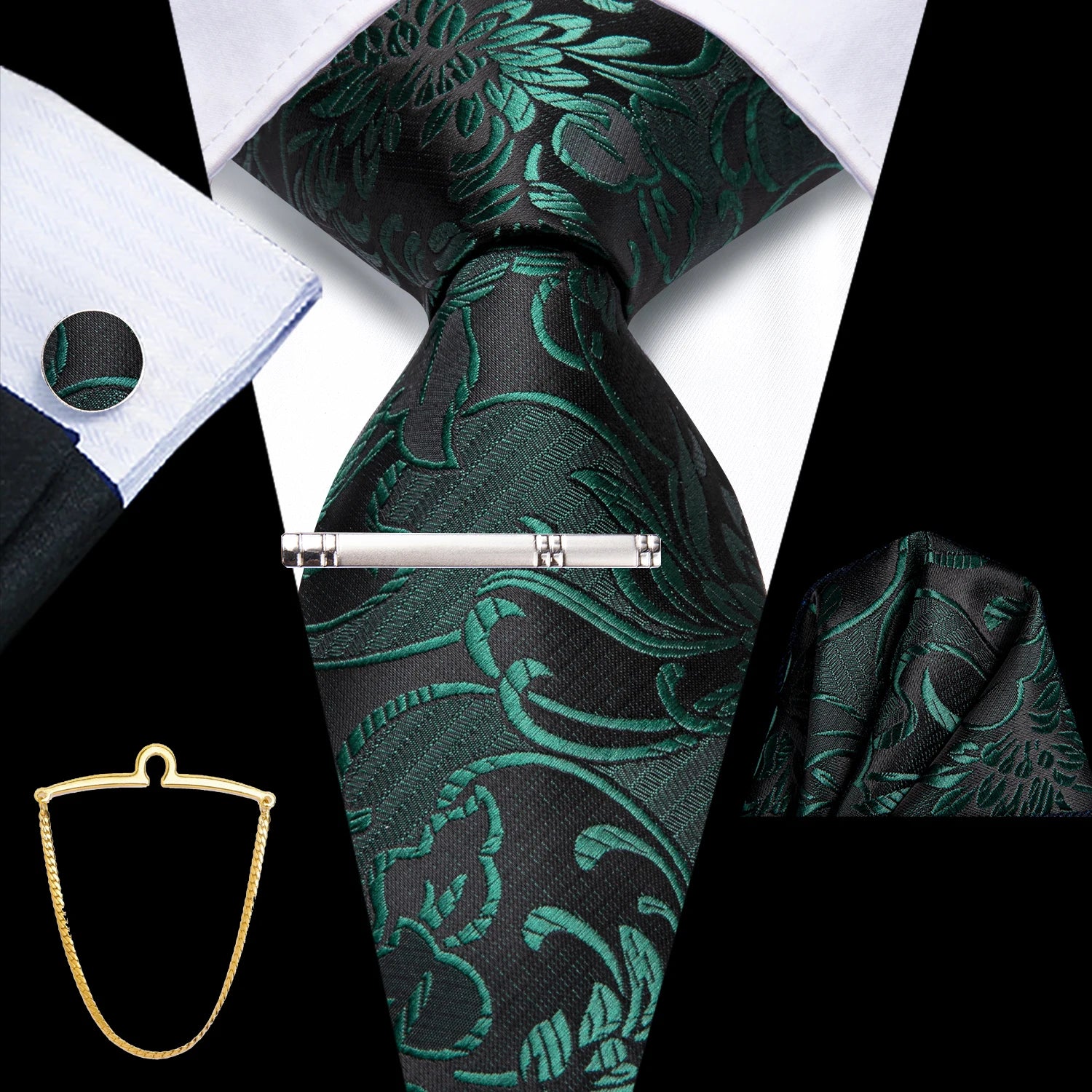 Hi-tie Men's Smart Business Tie 5 Paisley Ties Handkerchiefs Qme QQ3891