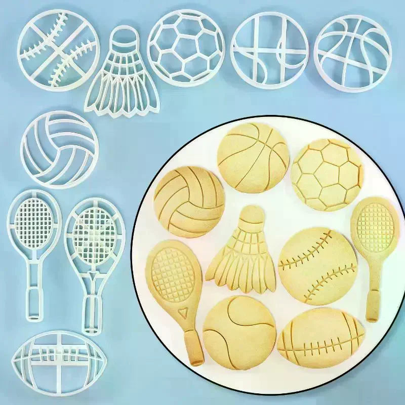 Sports Cookie Cutter Set: Football, Rugby, Basketball Shapes for Birthday Cake, Cupcake Decorations & Themed Baking Fun Qme