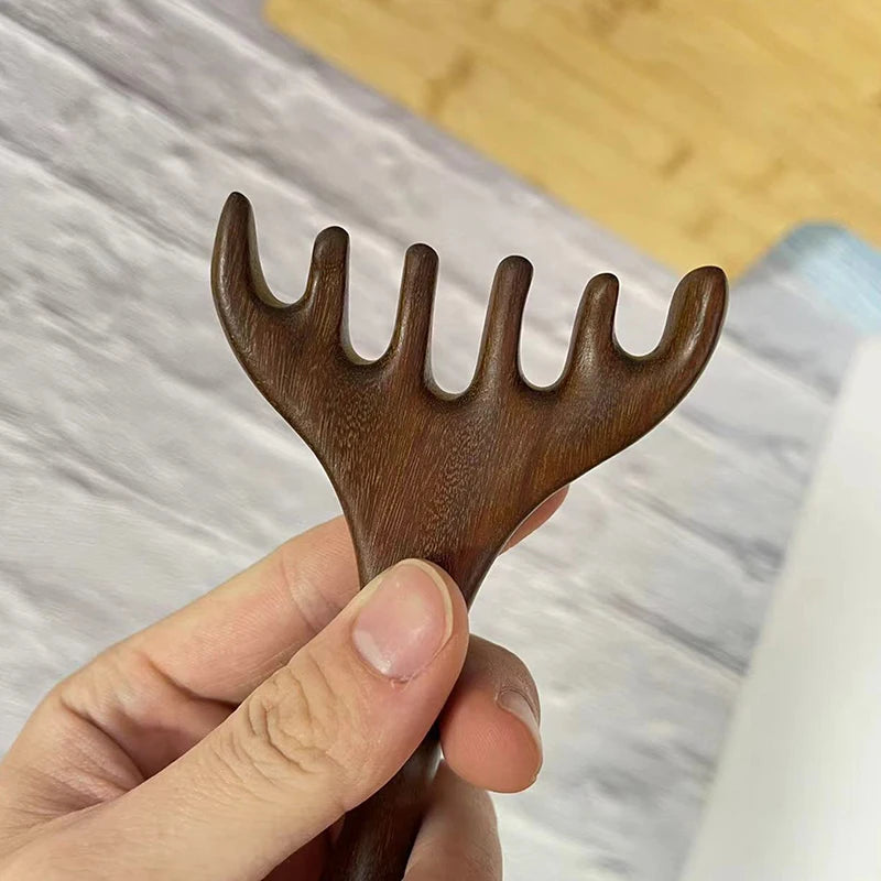 Body Meridian Massage Comb Sandalwood Deer Antlers Wide Tooth Qme
