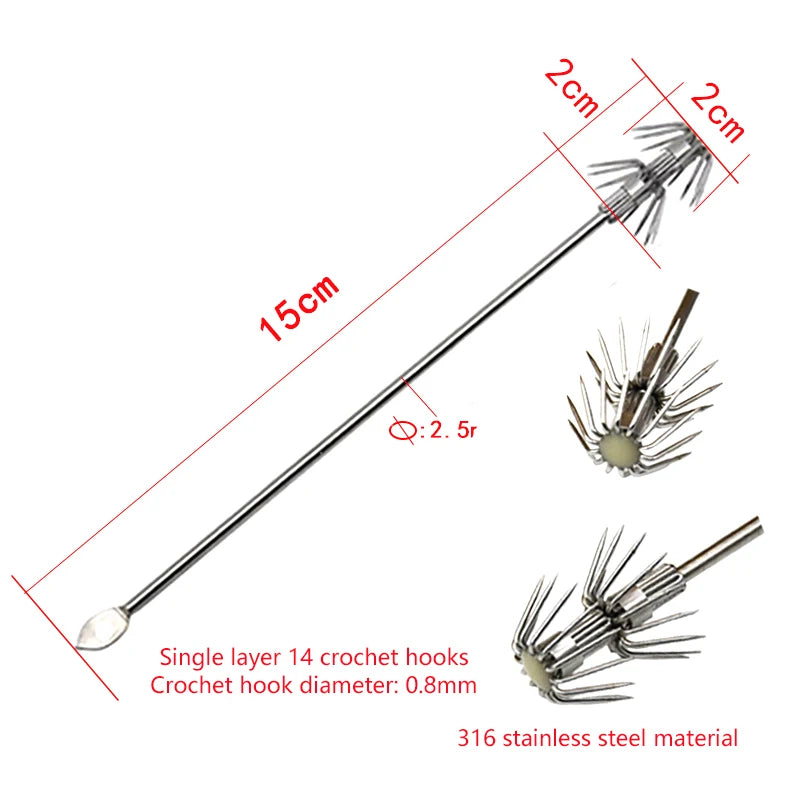 1 8 10 Box Umbrella Hooks Live Bait Squid Blow Tubes Octopus Qme silver-2