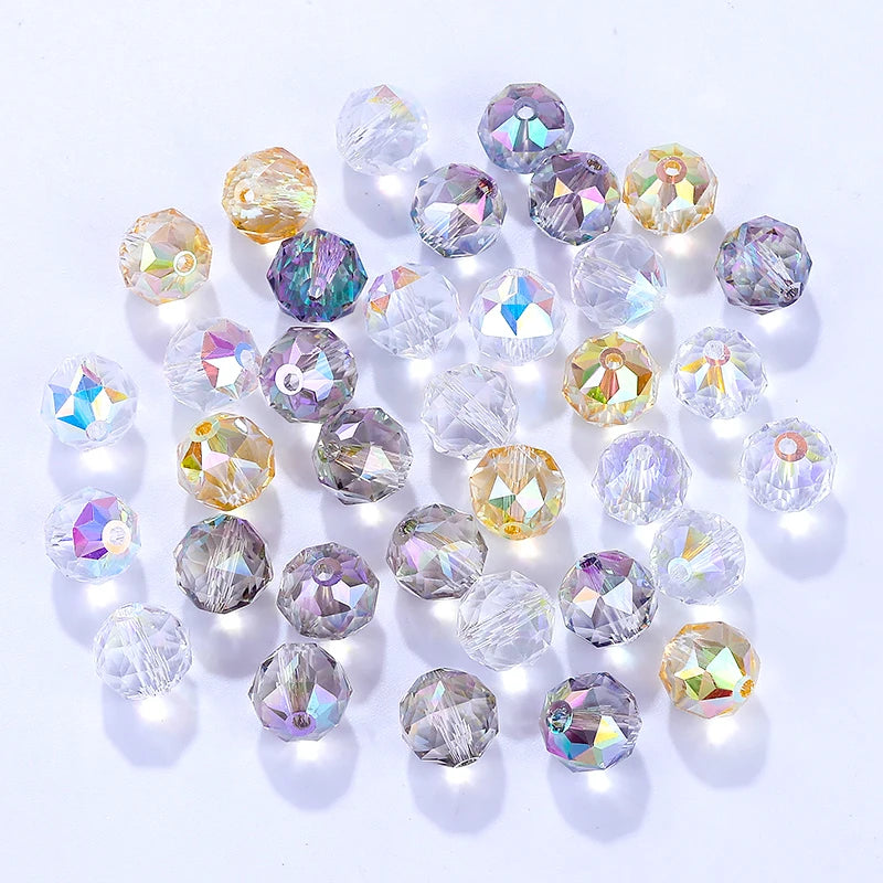 8mm/10mm Transparent Austria Crystal Glass Beads Roundle Spacer Loose Bead for DIY Bracelet Necklace Jewelry Making Accessories Qme mixed 10mm-50pcs