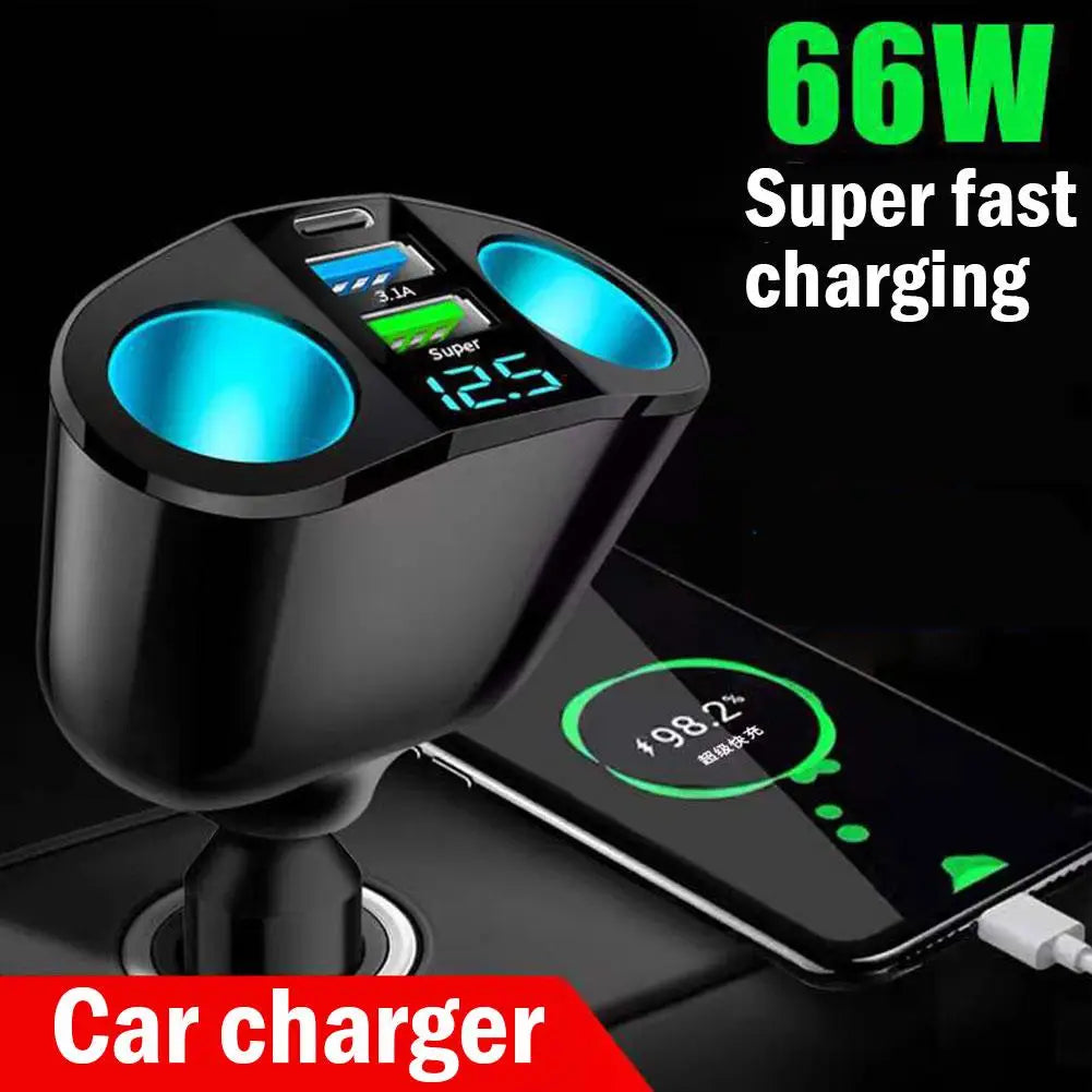 Car Cigarette Lighter PD USB Charger QC3 0 Dual Socket Splitter Qme