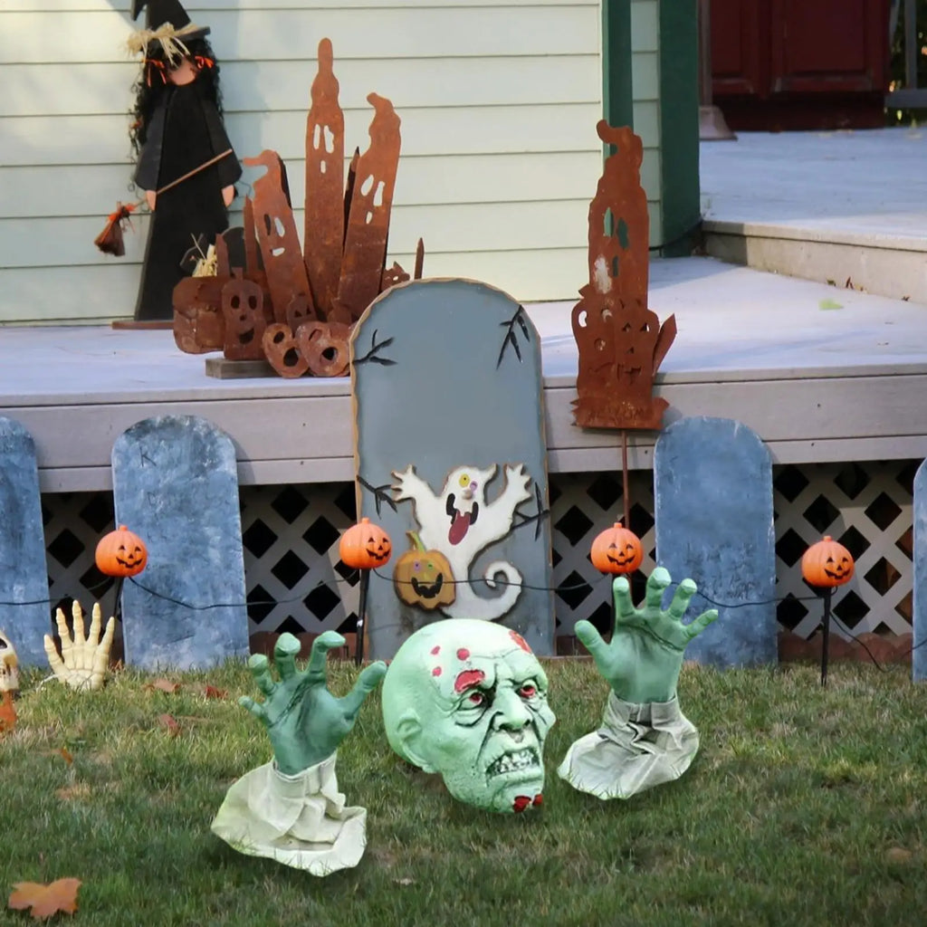 Yard Skeleton Halloween Stakes 3 Pieces Realistic Skull For Pathway Lawn Garden Front Door Yard Fence Qme