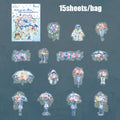 15 Sheets/bag Umbrella Floral PET Stickers for Scrapbooking DIY Journal Planner Collage Art Phone Case Notebook Decoration Qme 1