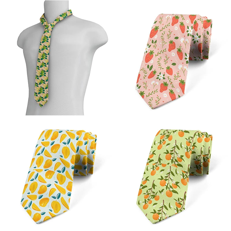 Funny Cartoon Fruit Printed Tie Men's Suit Personality Business Qme