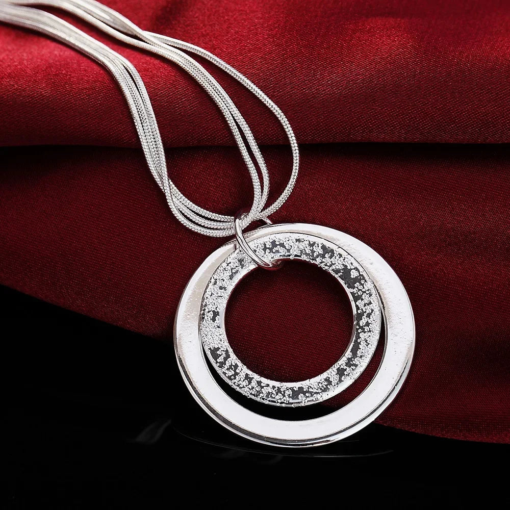 Charm Fashion 925 Sterling Silver Necklaces Classic Jewelry 18 Inches Chain circle Necklace for Women Party Christmas Gifts Qme